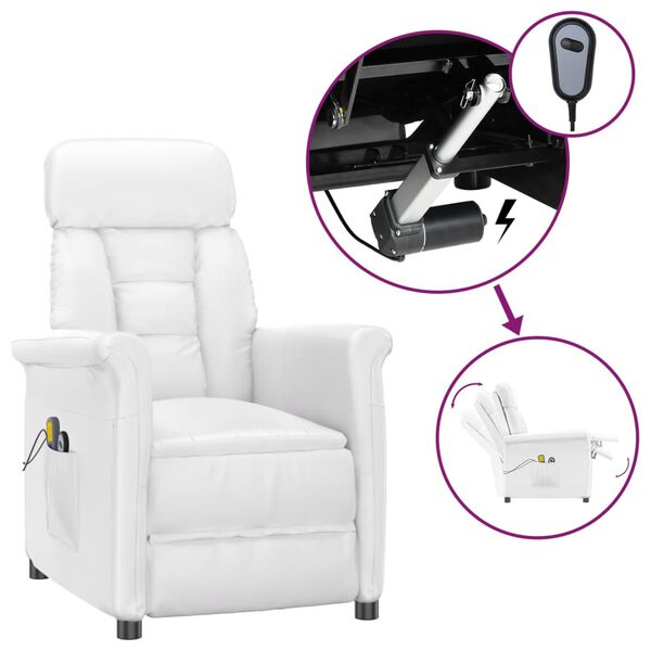 vidaXL eldrevet massagestol kunstl&aelig;der hvid