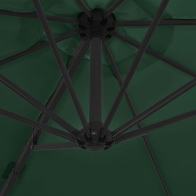 vidaXL hængeparasol med stålstang 300 cm grøn
