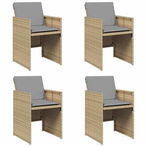 vidaXL havestole 4 stk. med hynder polyrattan blandet beige