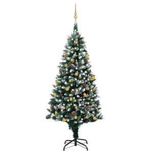 vidaXL kunstigt juletr&aelig; med LED og kugles&aelig;t og fyrrekogler 240 cm