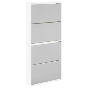 vidaXL skoskab 4 hylder med spejl 63x17x134 cm hvid