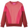 Sweatshirt til b&oslash;rn str. 116 farveblok lyser&oslash;d og henna
