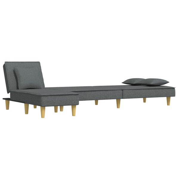 vidaXL L-formet sovesofa 255x140x70 cm stof m&oslash;rkegr&aring;