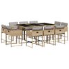 vidaXL spisebordss&aelig;t til haven 11 dele med hynder polyrattan beige