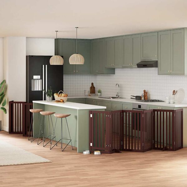 vidaXL hundel&aring;ge med d&oslash;r 15 paneler 750 cm foldbar poppeltr&aelig; brun