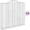 vidaXL buede gabionkurve 9 stk. 200x50x180/200 cm galvaniseret jern