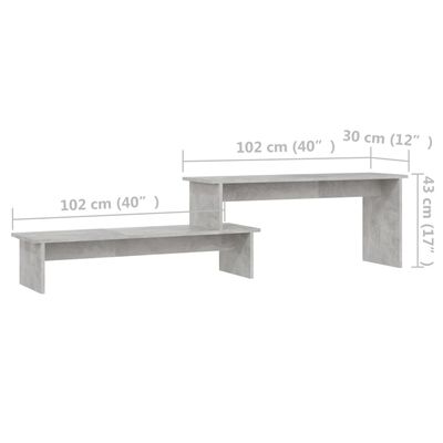 vidaXL tv-bord 180x30x43 cm konstrueret træ betongrå