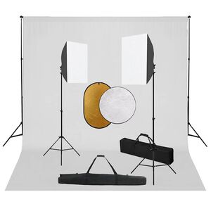 vidaXL fotostudies&aelig;t med softbox-lamper + baggrund og reflektor