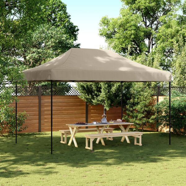 vidaXL foldbart pop up-festtelt 440x292x315 cm gråbrun