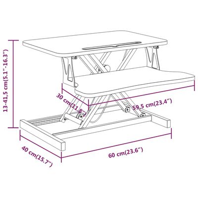 vidaXL justerbart skrivebord 60x40x(13-41,5) cm stål konstrueret træ