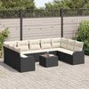vidaXL Havesofa S&aelig;t 10 pcs Sort polyrattan