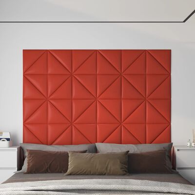 vidaXL vægpaneler 12 stk. 30x30 cm 0,54 m² kunstlæder rød