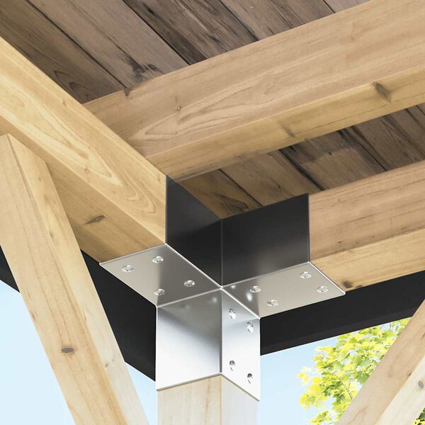 vidaXL stolpebeslag Y-form 4 stk. 71x71 mm galvaniseret metal