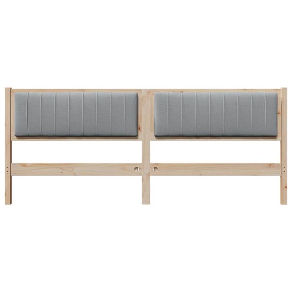 vidaXL Polstret sengegavl med hovedg&aelig;rde Brun 200 cm Massiv fyrretr&aelig;