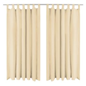 vidaXL gardiner i mikro-satin 2 stk. med l&oslash;kker 140 x 225 cm beige