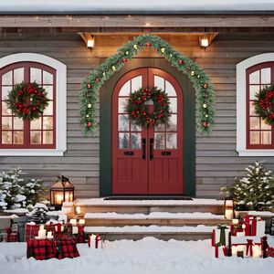 vidaXL juleguirlande dekoreret med kugler og LED-lys 5 m