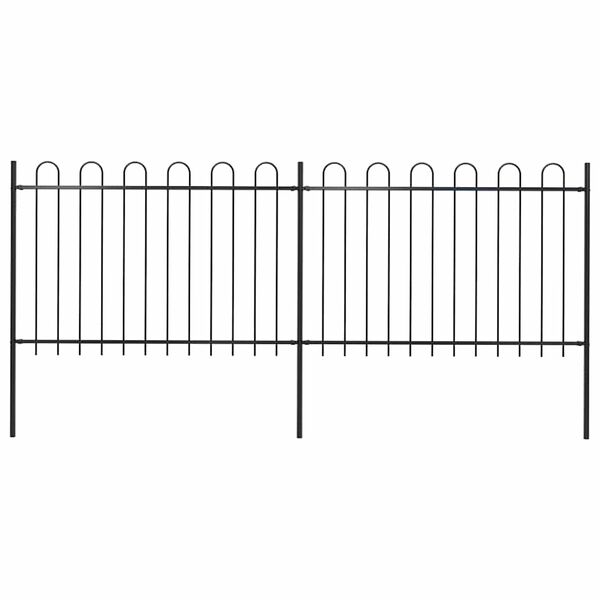 vidaXL havehegn med b&oslash;jleop st&aring;l 359x120 cm sort