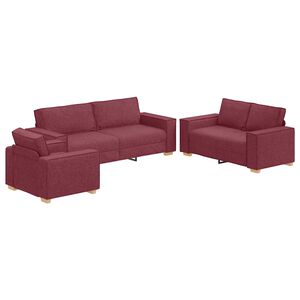 vidaXL Sofa 3 stk. Vinr&oslash;d Linned-blandet stof