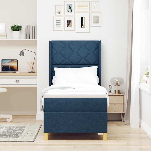 vidaXL Box spring seng med madras med hovedg&aelig;rde Bl&aring; 80 x 200 cm Stof