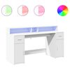 vidaXL skrivebord med LED-lys 160x55x91 cm konstrueret tr&aelig; hvid