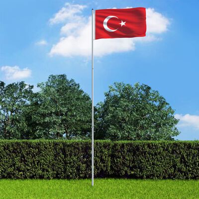 vidaXL Tyrkiets flag og flagstang 6 m aluminium