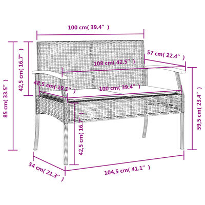 vidaXL spisebordssæt til haven 3 dele med hynder polyrattan sort