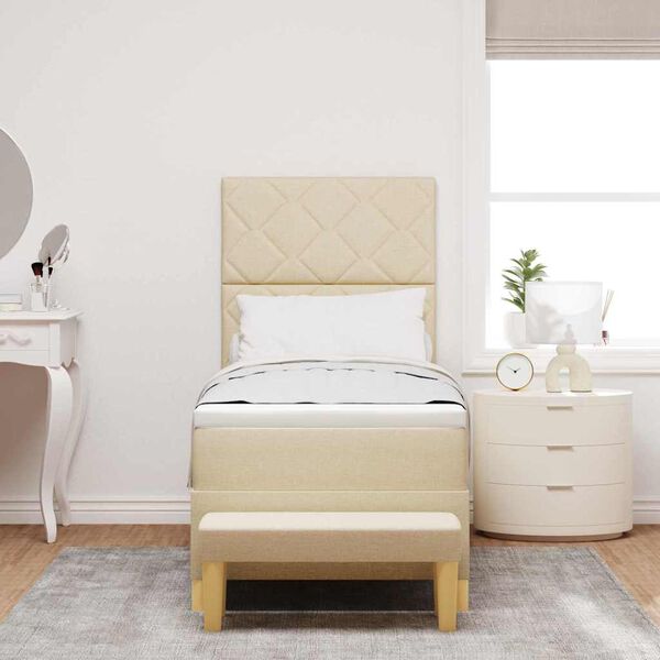 vidaXL Box spring seng med madras Creme 80 x 200 cm Stof