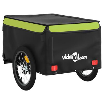 vidaXL cykelanhænger 45 kg jern sort og grøn