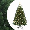 vidaXL Kunstigt juletr&aelig; mellemgr&oslash;nt med julekugle 150 cm 150 LED'er