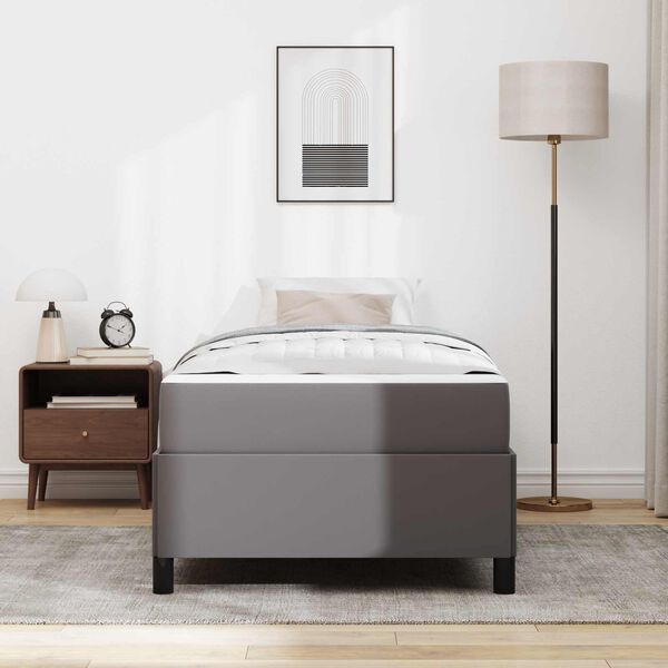 vidaXL Sengestel med madras Gr&aring; 80 x 200 cm Stof