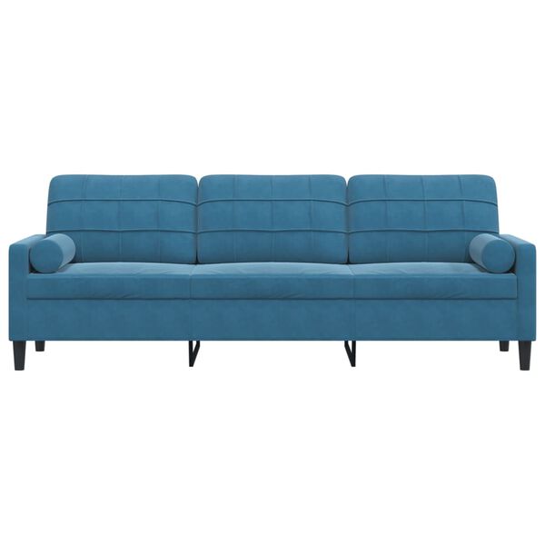 vidaXL 3-personers sofa med pyntepuder 210 cm velour bl&aring;