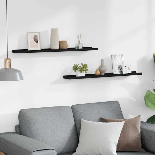 vidaXL gallerihylder 2 stk. 80x9x3 cm MDF sort