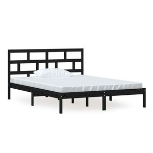 vidaXL sengeramme 150x200 cm King Size massivt tr&aelig; sort