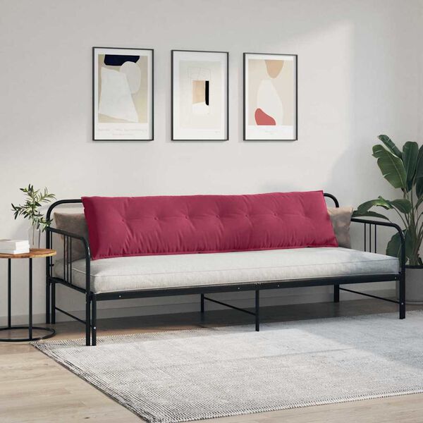 vidaXL Rygpude Vinr&oslash;d 200 x 50 cm Velourstof