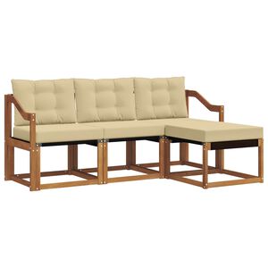 vidaXL Udend&oslash;rs sofagruppe med pude 4 pcs Naturlig og Beige