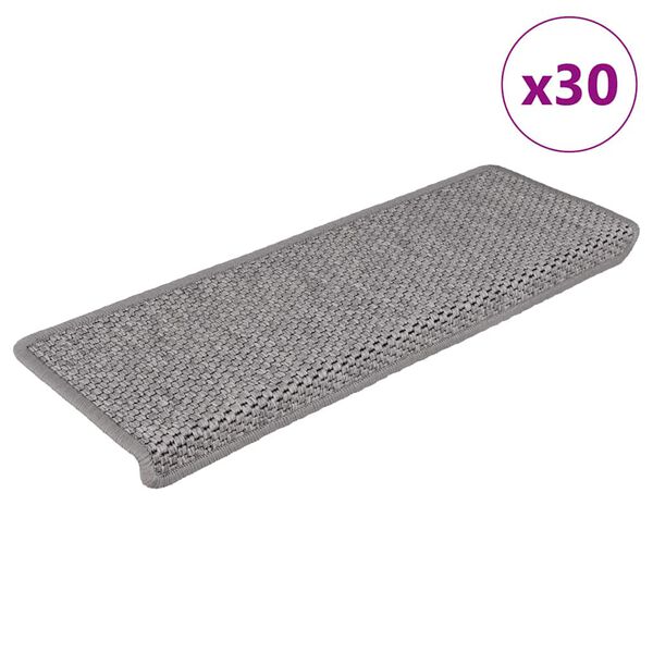 vidaXL selvkl&aelig;bende trappem&aring;tter 30 stk. 65x21x4 cm sisal-look s&oslash;lv