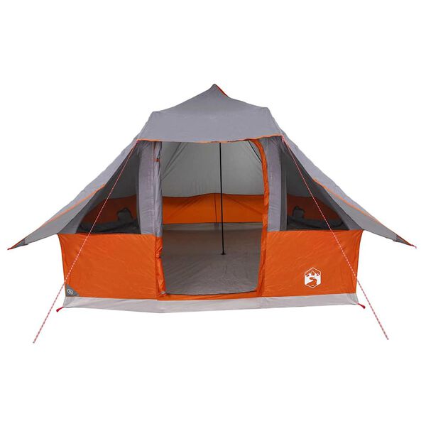 vidaXL Tipi telt med tag Gr&aring; og orange 358 x 296 x 258 cm taft