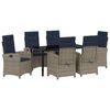 vidaXL Have Spisebordss&aelig;t med pude 7 pcs Gr&aring; polyrattan