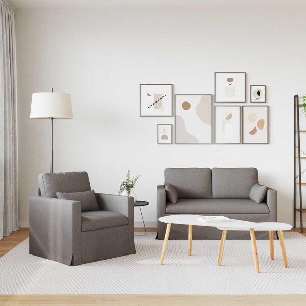 vidaXL Sofa 2 pcs Gr&aring;brun 139 x 78 x 80 cm Stof