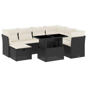 vidaXL sofas&aelig;t til haven 8 dele med hynder polyrattan sort