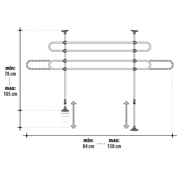 FLAMINGO dobbelt hundegitter Sima med 2 st&aelig;nger sort