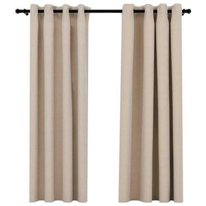 vidaXL m&oslash;rkl&aelig;gningsgardiner med &oslash;jer 2 stk. h&oslash;r-look 140x175 cm beige