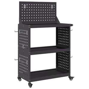 vidaXL V&aelig;rkt&oslash;jsvogn med hylde Sort 65 x 35 x 111 cm Koldvalset st&aring;l