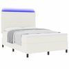 vidaXL LED Box Spring Bed Creme og hvid 140 x 200 cm Velourstof
