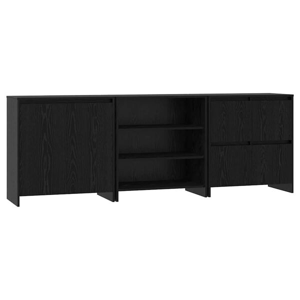 vidaXL Sideboard 3 pcs Sort eg 70 x 41 x 75 cm Konstrueret tr&aelig;