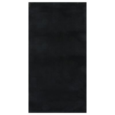 vidaXL gulvtæppe 80x150 cm blødt plys skridsikkert og vaskbart sort
