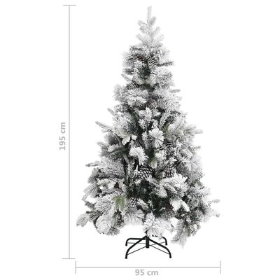 vidaXL juletræ med puddersne og grankogler 195 cm PVC & PE