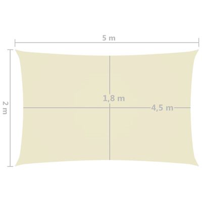 vidaXL solsejl 2x5 m rektangulær oxfordstof cremefarvet