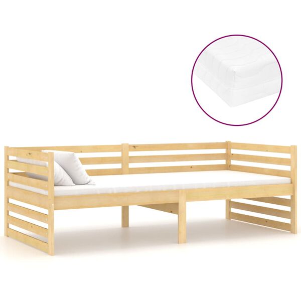 vidaXL daybed med madras 90x200 cm massivt fyrretræ