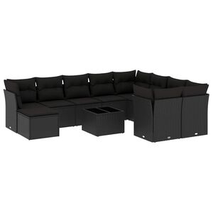 vidaXL sofas&aelig;t til haven 11 dele med hynder polyrattan sort